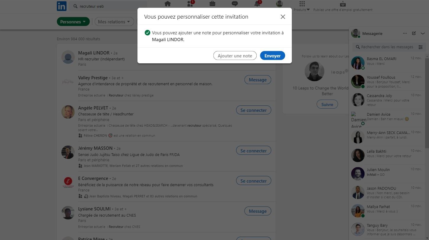 Automatisation de l'envoi d'invitation sur LinkedIn
